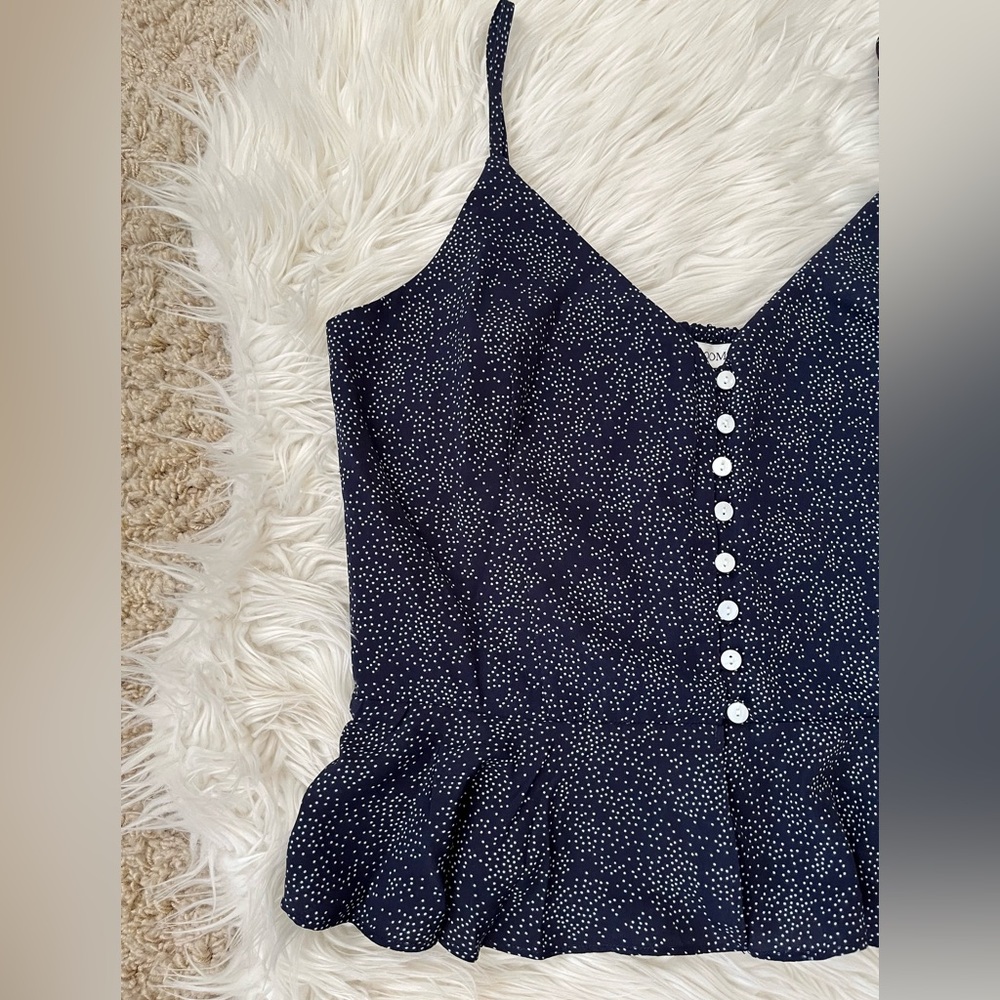 {Heartloom} Dotted Peplum Tank in Navy - Women's Small - NWT - Picture 2 of 9